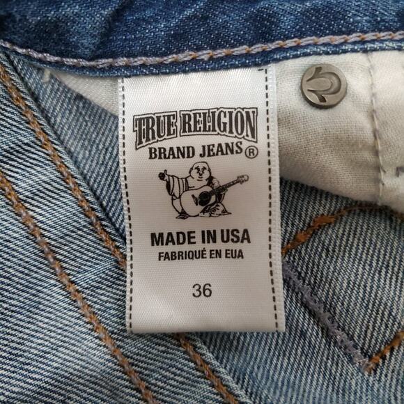 Rare Vintage Y2K True Religion Geno Cut-Off Jean Shorts Jorts 36 Made in USA - Picture 12 of 14